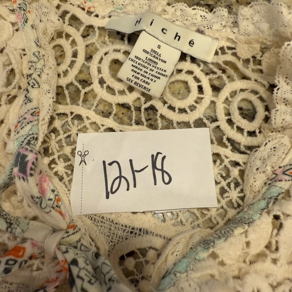 Hiche Boho Southwestern Lace Trim Midi Sheath Dress SZ small - Picture 10 of 10